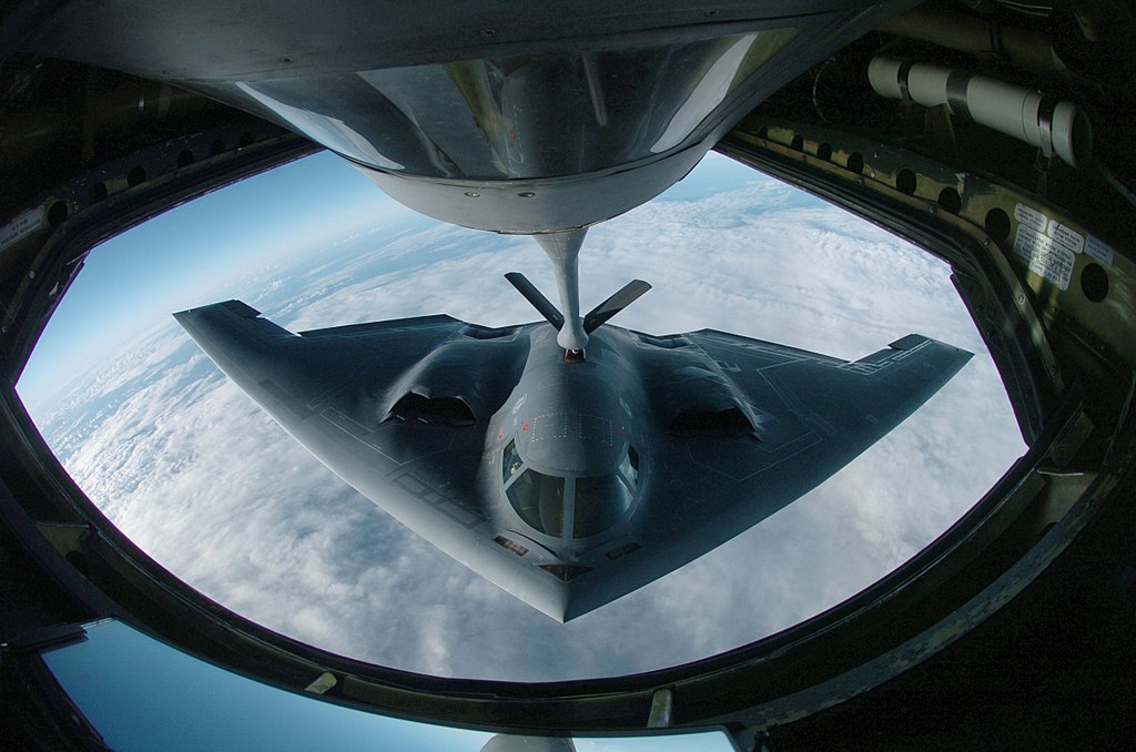 US Air Force B-2 Spirit bomber during aerial refueling operations
