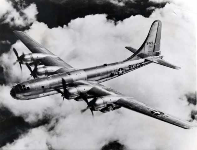 Boeing B-50A Superfortress 6026, Buzz Number BK-026, in flight