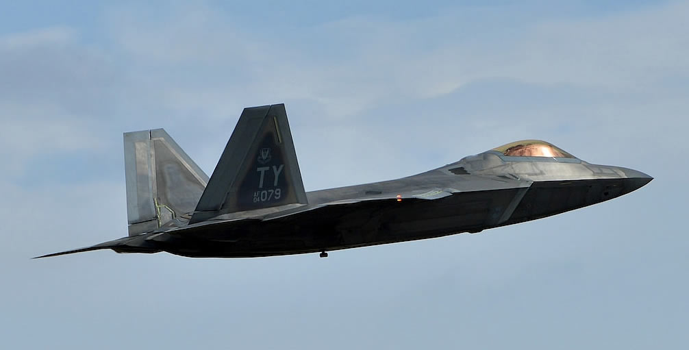 Tail markings on USAF F-22 Raptor, 04-079, with Tail Code TY (Tyndall AfB, Florida)