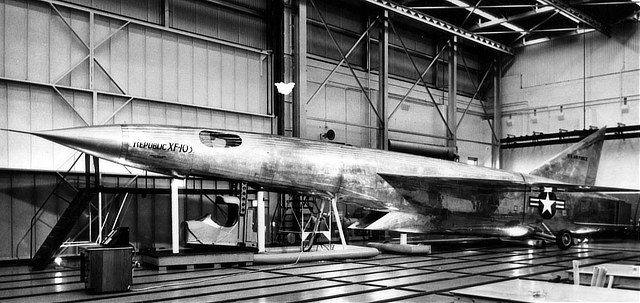 Mockup of the Republic XF-103 fighter plane for the U.S. Air Force