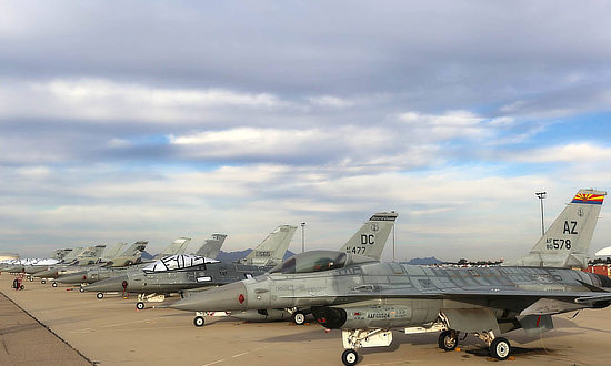 F-16 Fighting Falcons in storage at AMARG