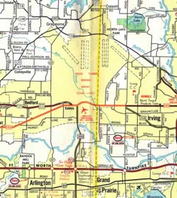 1972 Enco map showing Greater Southwest International Airport, with Dallas - Ft. Worth "Regional" Airport Under Construction (click to enlarge)