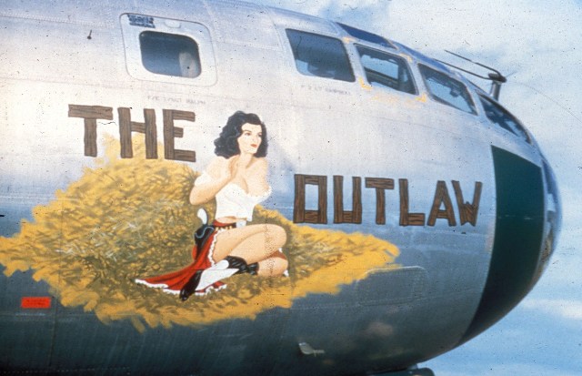 Nose art on B-29 Superfortress "The Outlaw"
