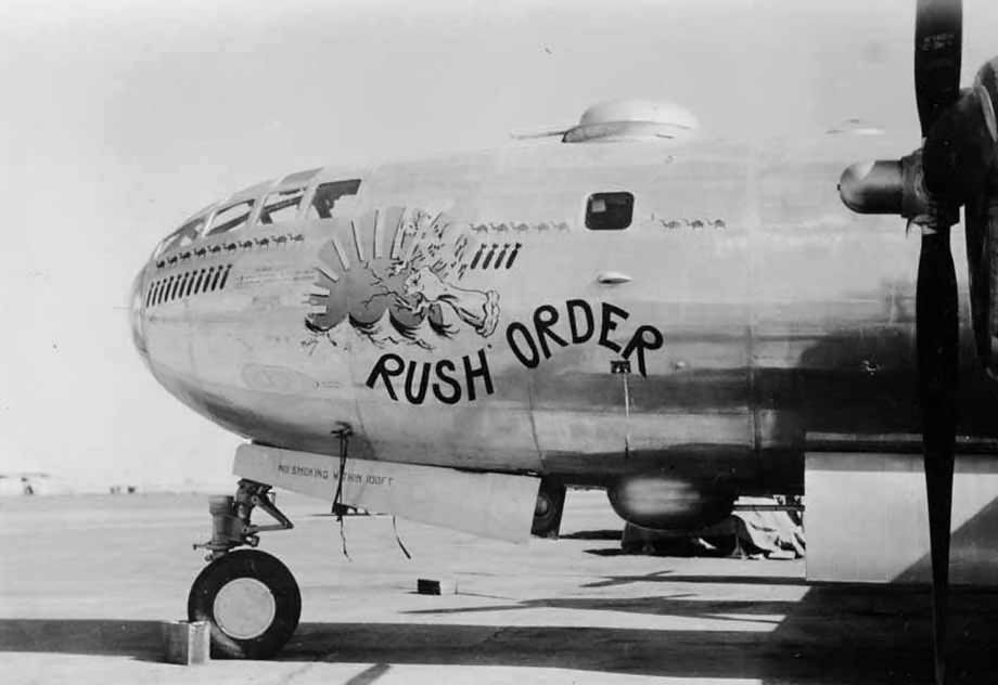 Nose art on the B-29 Superfortress "Rush Order", SN 42-63393