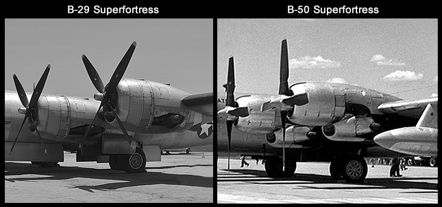 B-29 and B-50 engine nacelle comparison