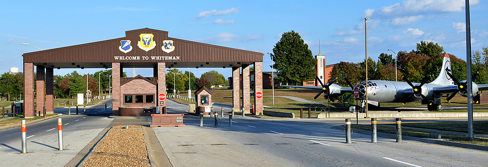 Whiteman Air Force Base, Spirit Gate, showing the B-29 Superfortress "The Great Artiste" gatekeeper