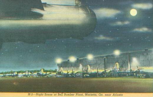 Night scene at Bell Bomber Plant, Marietta, Georgia, near Atlanta