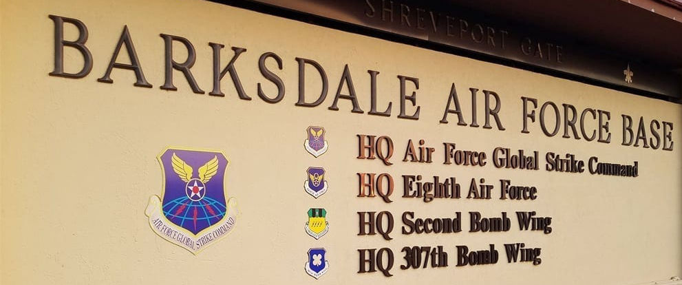 Barksdale Air Force Base gate in Bossier City, Louisiana