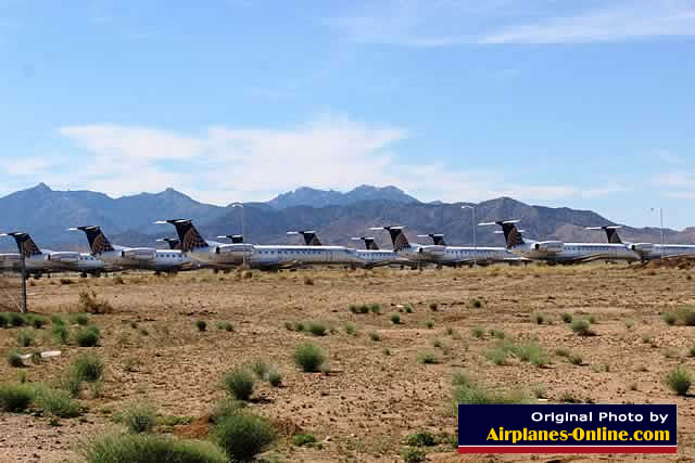 Continental Express Jets in storage at the Kingman, Arizona airport