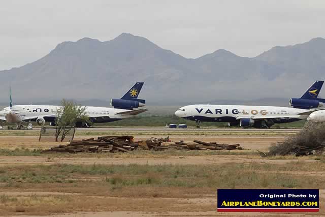 Brazilian cargo VarigLog DC-10 airliners in storage at the Pinal Airpark in Arizona