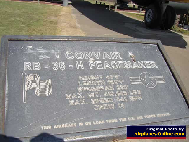 Plaque describing the RB-36H in Atwater, California