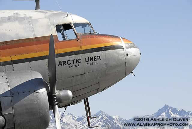Nose view of DC-3 Artic Liner, Palmer, Alaska