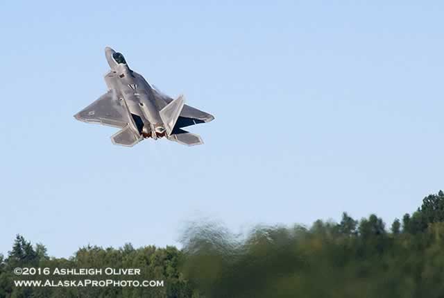 U.S. Air Force F-22 Raptor takeoff at Artic Thunder Air Show