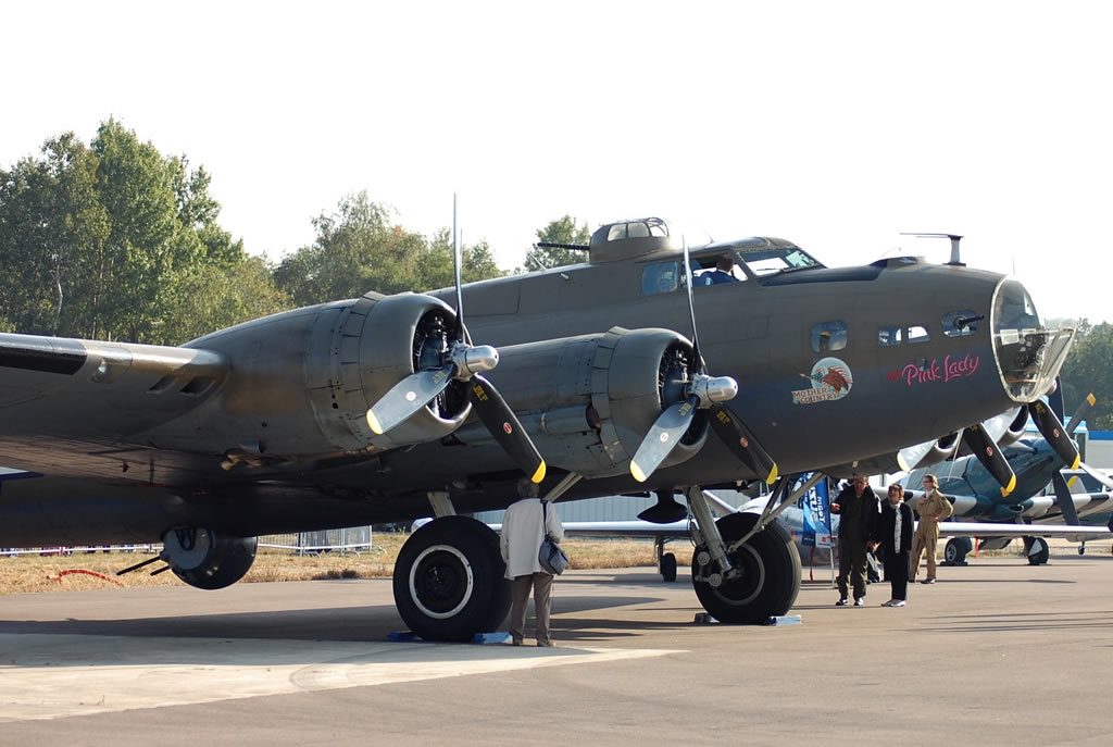 Boeing B-17 Flying Fortress "Pink Lady" on display at an airshow