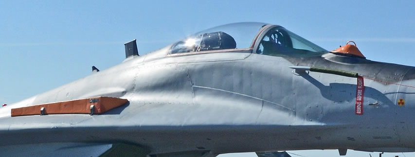 Cockpit view of a Mikoyan Mig-29 of the Polish Air Force