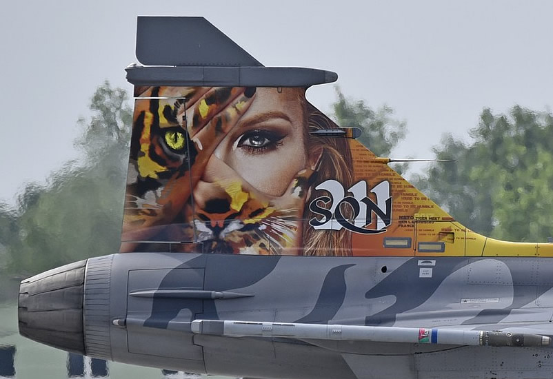 Tail art on Saab JAS 39C Gripen 9241 of the Czech Air Force 211 Tactical Squadron