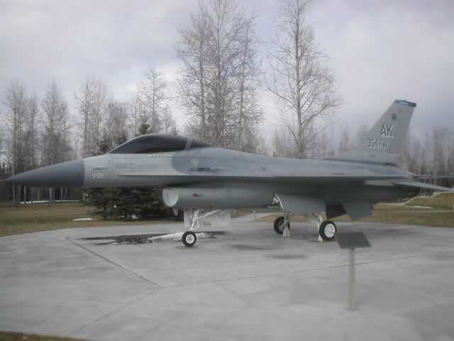 F-16 Fighting Falcon on display at Eielson Air Force Base near Fairbanks, Alaska