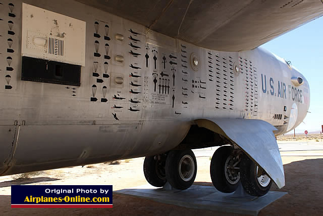 Projects and service engagements listed on the fuselage of NASA's NB-52B Stratofortress
