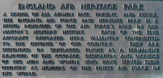 Plaque ... England AFB Heritage Park