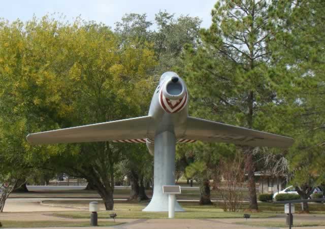 F-86 Saber on static display at the entrance to the former England AFB in Alexandria