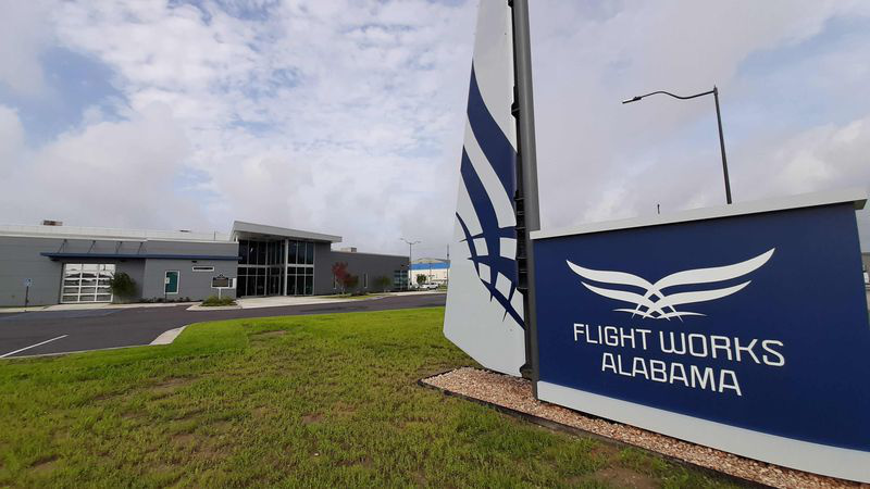 Exterior view of Flight Works Alabama in Mobile near the Airbus Manufacturing Facility