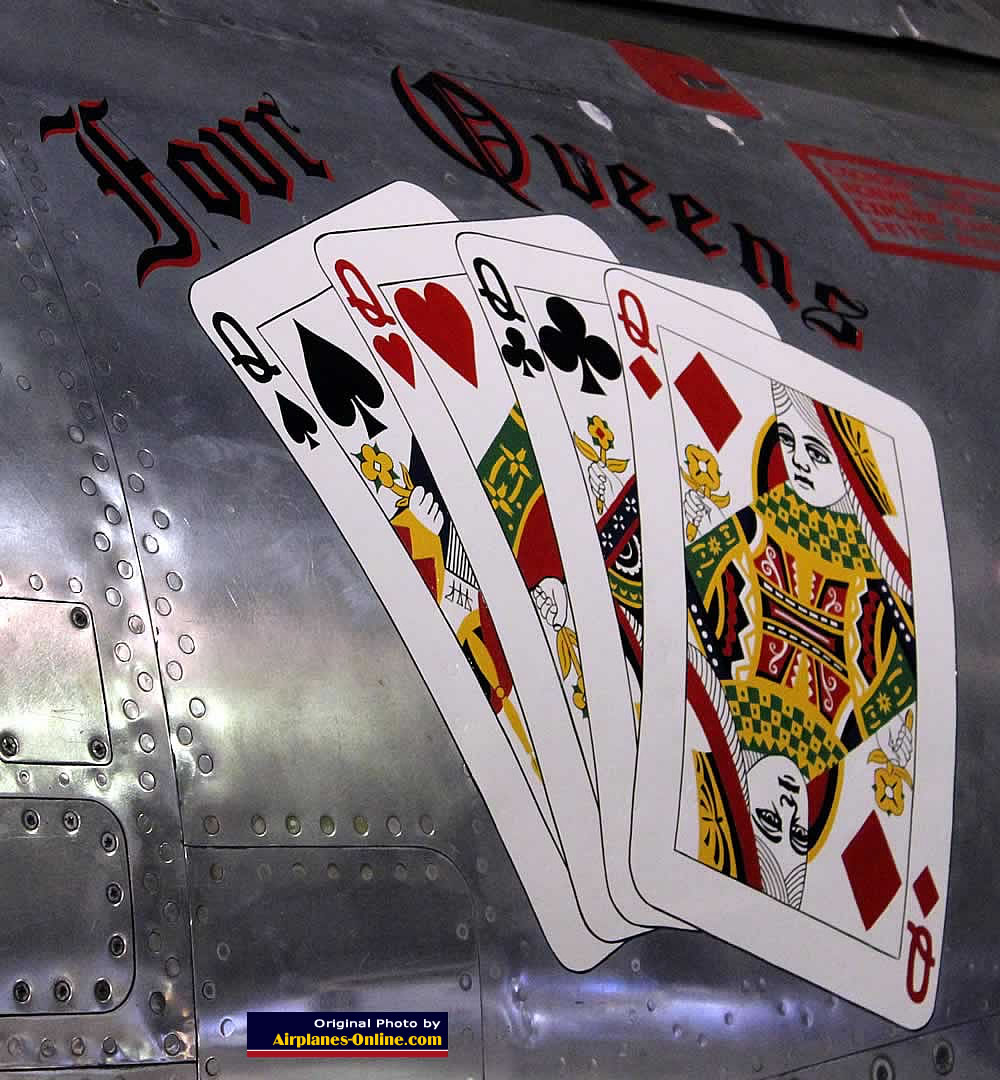 Nose art on F-84 Thunderjet "Four Queens" on display at the National Museum of the U.S. Air Force