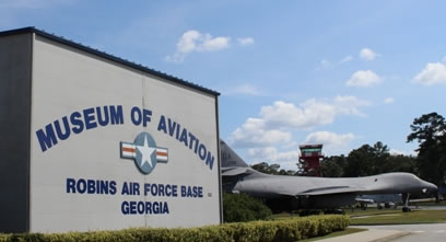 Exterior view of the Museum of Aviation adjacent to Robins AFB, Georgia