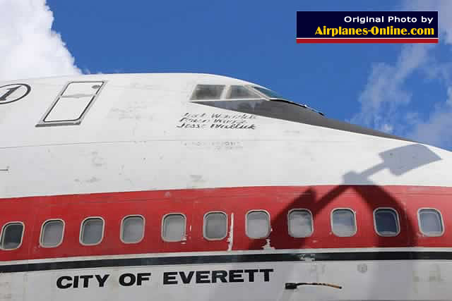 The first Boeing 747 "City of Everett" at Boeing Field in Seattle