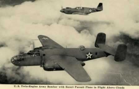 B-25 Mitchell Twin-Engine Army Bomber with Escort