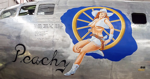 Nose art on B-29 Superfortress "Peachy" (circa 2018)