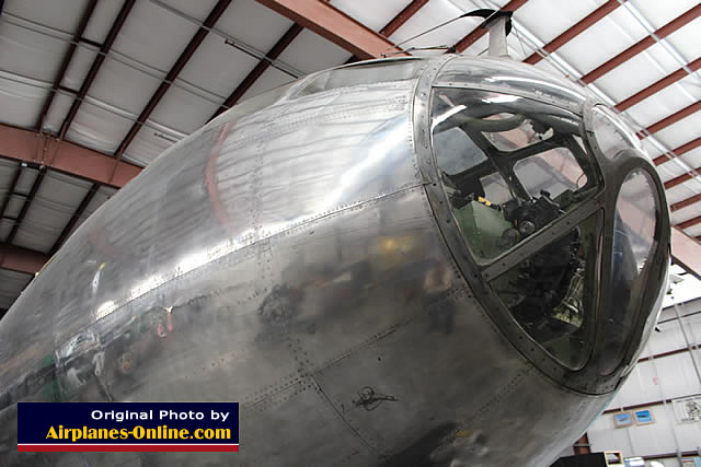 Close-up cockpit view of the B-29 "Peachy"
