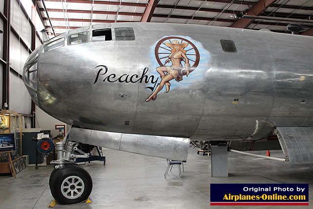 Front fuselage view of Boeing B-29 Superfortress "Peachy" in Colorado