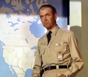 James Stewart, playing the role of Lt. Col. Dutch Holland, in the movie "Strategic Air Command"
