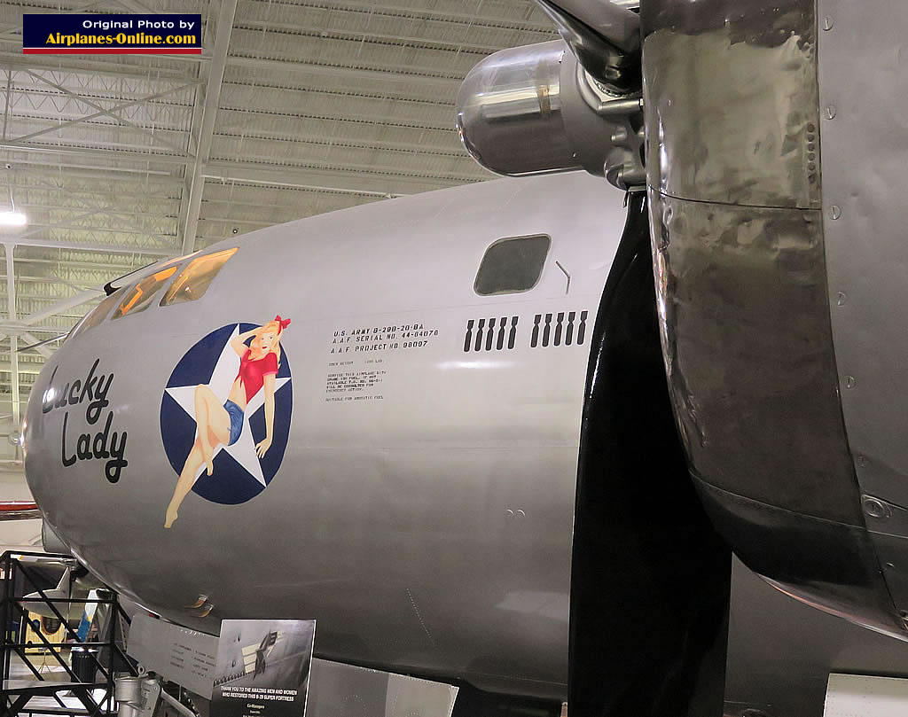 Left front fuselage view of the B-29TB Superfortress "Lucky Lady" at the Strategic Air Command & Space Museum