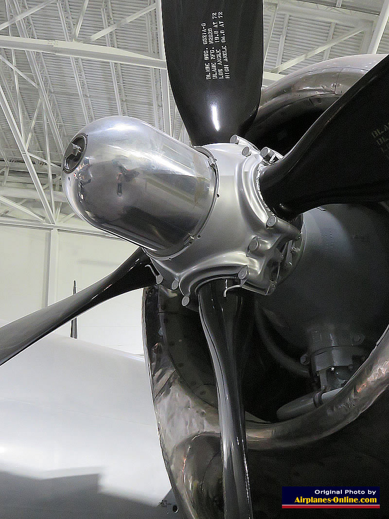 Closeup view of propellers on the B-29TB Superfortress "Lucky Lady"