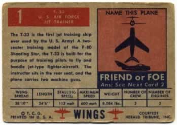 TOPPS Wings Airplane Trading Cards ... Friend or Foe?