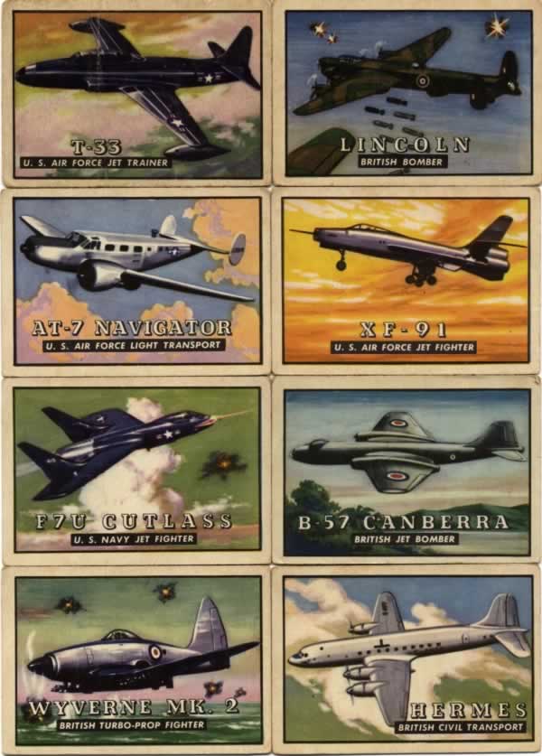 TOPPS Wings Airplane Trading Cards - Group 1 - Cards 1, 4. 6, 9, 10, 12, 16, 20