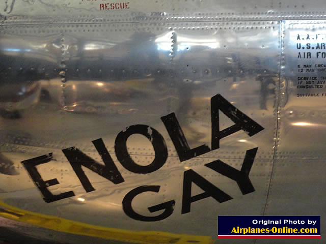 Nose art on the B-29 Enola Gay at the Udvar-Hazy Center
