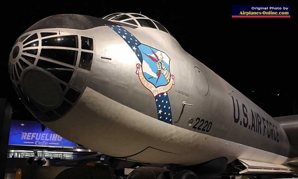 Cockpit view of the B-36J Peacemaker with the shield of the Strategic Air Command logo