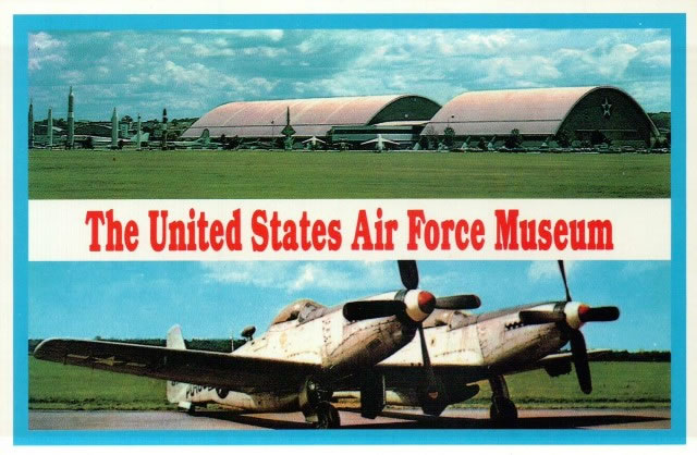 Historic postcard of the United States Air Force Museum