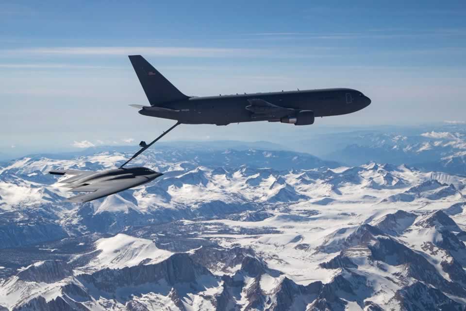 USAF KC-46A Pegasus tanker refueling a B-2 Spirit bomber