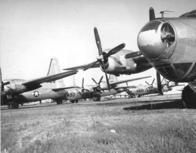 ConvairB-32 Dominator bombers stored at Walnut Ridge, Arkansas, after World War II